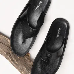 Regal Men Textured Open Toe Croco Leather Slip On Comfort Sandals-image-20