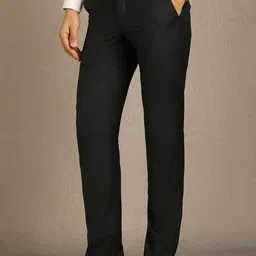 Louis Philippe Men Textured Flat Front Formal Trousers image 2