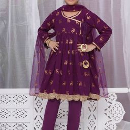 Little Bansi Girls Ethnic Motifs Regular Gotta Patti Pure Cotton Kurta with Pyjamas & With Dupatta-picture-30