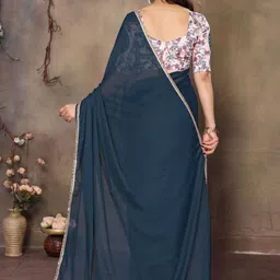 HERE&NOW Women Poly Georgette Saree With Lace Border image 5