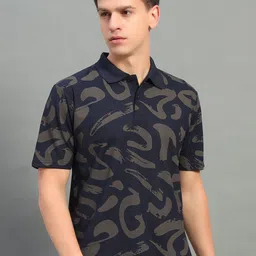 RENUOVO Men Abstract Printed Polo Collar Regular Fit T-shirt-picture-23