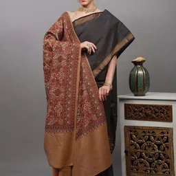 Exotic India Flower & Paisley Embroidered Pure Wool Shawl From Amritsar image 3