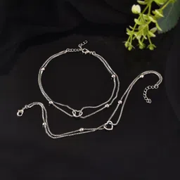 Sangria Set of 2 Silver-Plated Artificial Beads Anklet-image-16