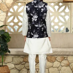 KRAFT INDIA Floral Printed Mandarin Collar Nehru Jacket image 3
