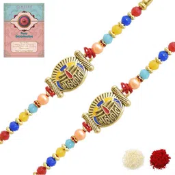 MEIRA JEWELLERY Designer Beaded Rakhi With Greeting Card & Roli Chawal-picture-23