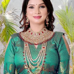 AKSH FASHION Blue Silk Blend Sarees image 3