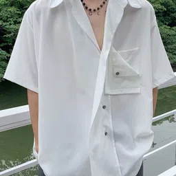 KPOP Original Short Sleeves Spread Collar Casual Shirt-image-14