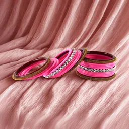 Vidhya Kangan Set Of 22 Gold-Plated Stone Studded Acrylic Brass Bangles image 2