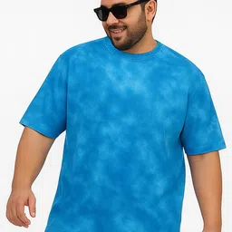 VEIRDO Men Dyed Round Neck Cotton Oversized T-shirt-image-26