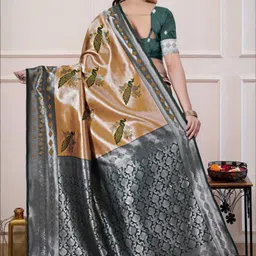 Demure Clothing Co Ethnic Motifs Woven Design Zari Banarasi Saree image 3