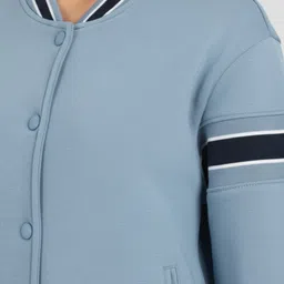 glitchez Stand Collar Drop-Shoulder Sleeves Varsity Jacket image 5