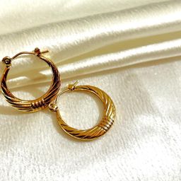 ANAMIKA Women Gold-Plated Croissant Twist Hoop Earrings-picture-45