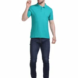 Colors and Blends Men Solid Polo Collar Cotton T-shirt image 4