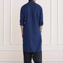 APPIX Men Navy Blue Cotton Blend Kurta Sets image 2