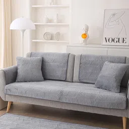 HOMETHREADS Multicoloured & Grey Printed 4 Piece Sofa Cover image 4