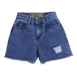 Knit N Knot Girls Washed High-Rise Denim Shorts Technology-image-64