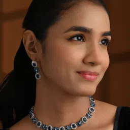 I Jewels Silver Plated Kundan Studded Necklace with Earrings Jewellery Set-picture-32