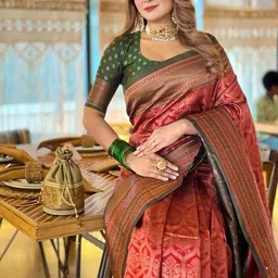 Moda Rapido Woven Design Zari Art Silk Handloom Banarasi Saree image 2