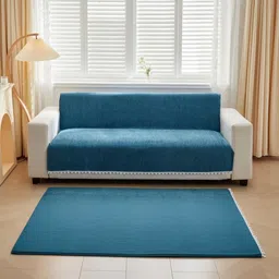 HOMETHREADS Blue & Blue Solid Sofa Cover-picture-32
