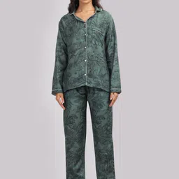 Pyjama Party Women Printed Lapel Collar Night suit-picture-12