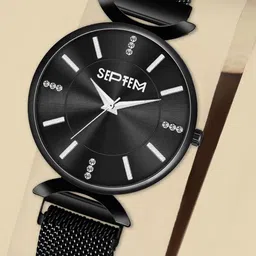 Septem Women Brass Embellished Dial & Stainless Steel Wrap Around Straps Analogue Chronograph Watch-image-8