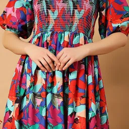 Jash Creation Floral Print Fit & Flare Midi Dress image 3