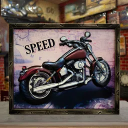 eazy wagon Brown & Purple Motorcycle FatBoy Retro Wall Art image 2