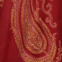 Exotic India Pure Wool Shawl From Kashmir With Sozni Embroidered Giant Paisleys image 4