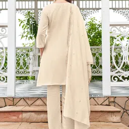 MITTOO Women Ethnic Motifs Embroidered Silk Kurta with Trousers & Dupatta image 5