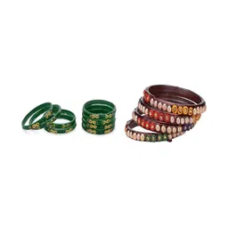 1ST TIME Set Of 12 Stone-Studded & Beaded Bangles-picture-39