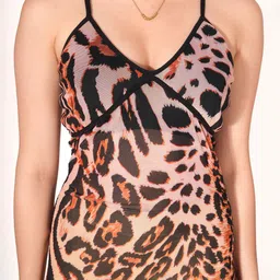 clobug Animal Print Net Bodycon Midi Dress image 2