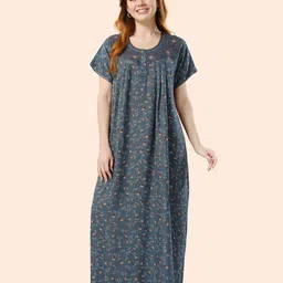 Cloud Soft Women Floral Printed Maxi Regular Nightdress-image-8