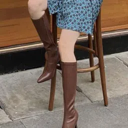 MONRSH Women Casual Stiletto-Heeled Slouchy Boots-image-3