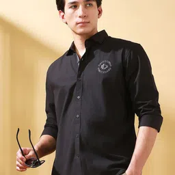 Dennis Lingo Brand Logo Embroidered Cotton Casual Shirt-image-4