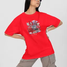 Moda Rapido Women Printed Drop-Shoulder Sleeves Pockets T-shirt-picture-15
