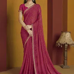 KALINI Paisley Printed Embellished Lace Work Saree-image-0