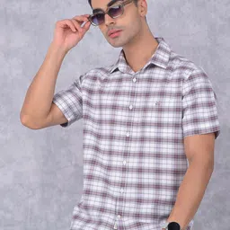 Crimsoune Club Men Smart Spread Collar Tartan Checked Cotton Slim Fit Casual Shirt-picture-23