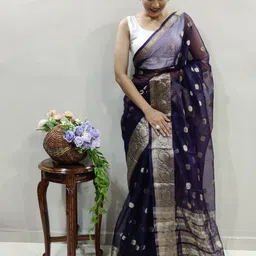 Rangtulika Ethnics Woven Design Zari Organza Saree image 3