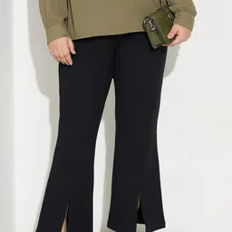 Honey Curvytude by Pantaloons Women Flared Fit Mid-Rise Regular Trousers-picture-14