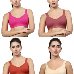 LILY Women Pack Of 4 Full Coverage Workout Bra image 3