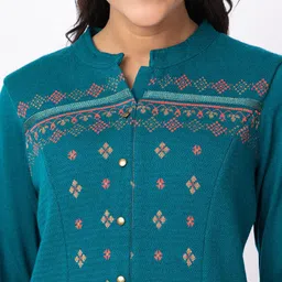 KEIKO Ethnic Motifs Printed Mandarin Collar Straight Kurta With Trousers image 2