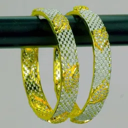Zevarly Set of 2 Gold-Plated American Diamond Stone Studded Bangles image 2