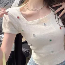 KPOP Women Square Neck Regular Top-image-68