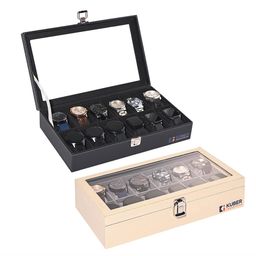 Kuber Industries 2-Pcs Black & Grey 12 Slots Wrist Watch Organisers-picture-43