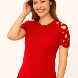 sollobell Cut Out Detail Fitted Top-image-72