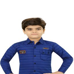 BAESD Boys Classic Regular Fit Spread Collar Horizontal Striped Cotton Casual Shirt-image-68