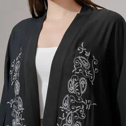 Vishudh Floral Embroidered Open Front Longline Shrug image 2
