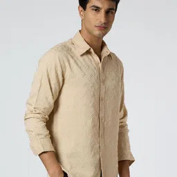 JOHN WATSON Sandwave Men Classic Regular Fit Textured Spread Collar Casual Shirt image 5