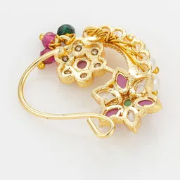 aadita Gold-Plated Pearls Studded Nosepin image 2