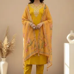 SZN Women Floral Embroidered Regular Thread Work Kurta with Trousers & With Dupatta-picture-39